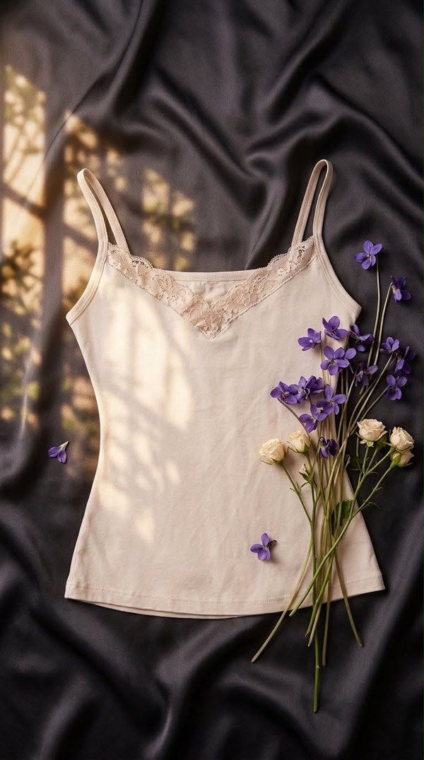 Women’s White Lace Trim Cami Top