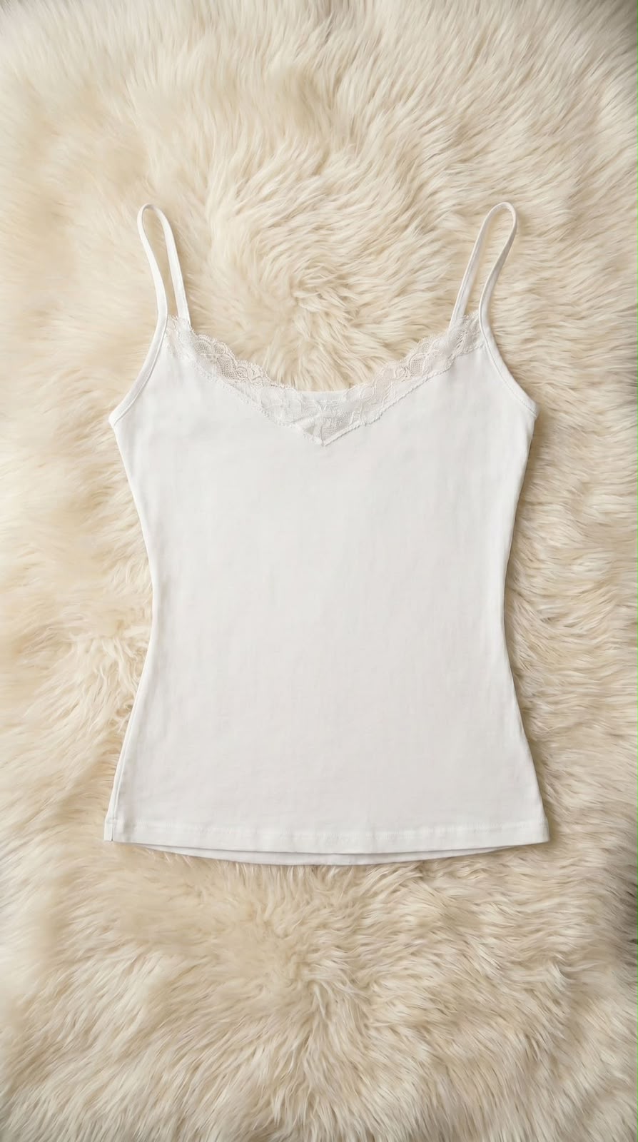 Women’s White Lace Trim Cami Top