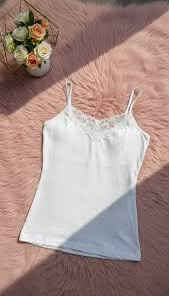 Women’s White Lace Trim Cami Top