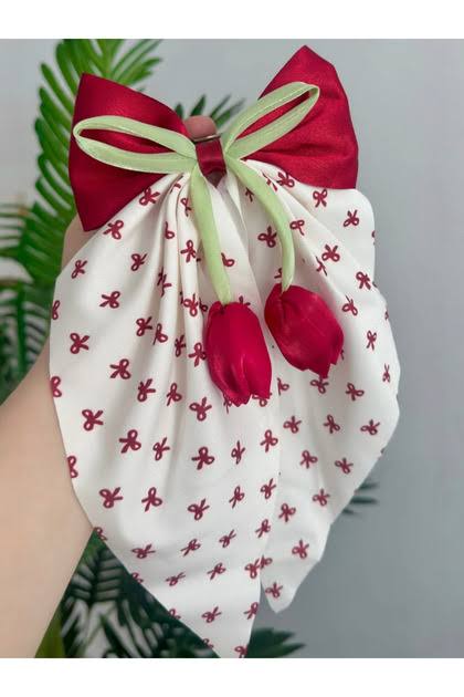 Red & White Cherry Hair Bow