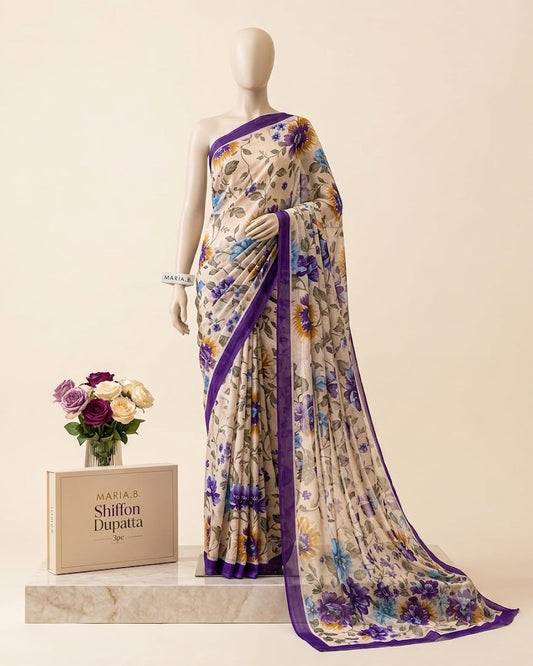 Azure Bloom – Premium Floral 3-Piece Printed Suit
